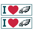Philadelphia Eagles I Heart Bumper Style Decal, 2 pack