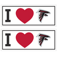 Atlanta Falcons I Heart Bumper Style Decal, 2 pack