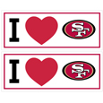 San Francisco 49ers I Heart Bumper Style Decal, 2 pack