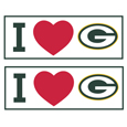 Green Bay Packers I Heart Bumper Style Decal, 2 pack