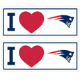 New England Patriots I Heart Bumper Style Decal, 2 pack