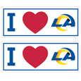 Los Angeles Rams I Heart Bumper Style Decal, 2 pack