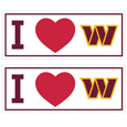 Washington Commanders I Heart Bumper Style Decal, 2 pack