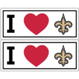 New Orleans Saints I Heart Bumper Style Decal, 2 pack