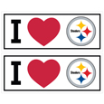 Pittsburgh Steelers I Heart Bumper Style Decal, 2 pack