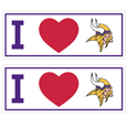 Minnesota Vikings I Heart Bumper Style Decal, 2 pack