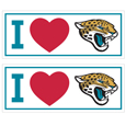 Jacksonville Jaguars I Heart Bumper Style Decal, 2 pack