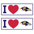 Baltimore Ravens I Heart Bumper Style Decal, 2 pack
