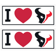 Houston Texans I Heart Bumper Style Decal, 2 pack