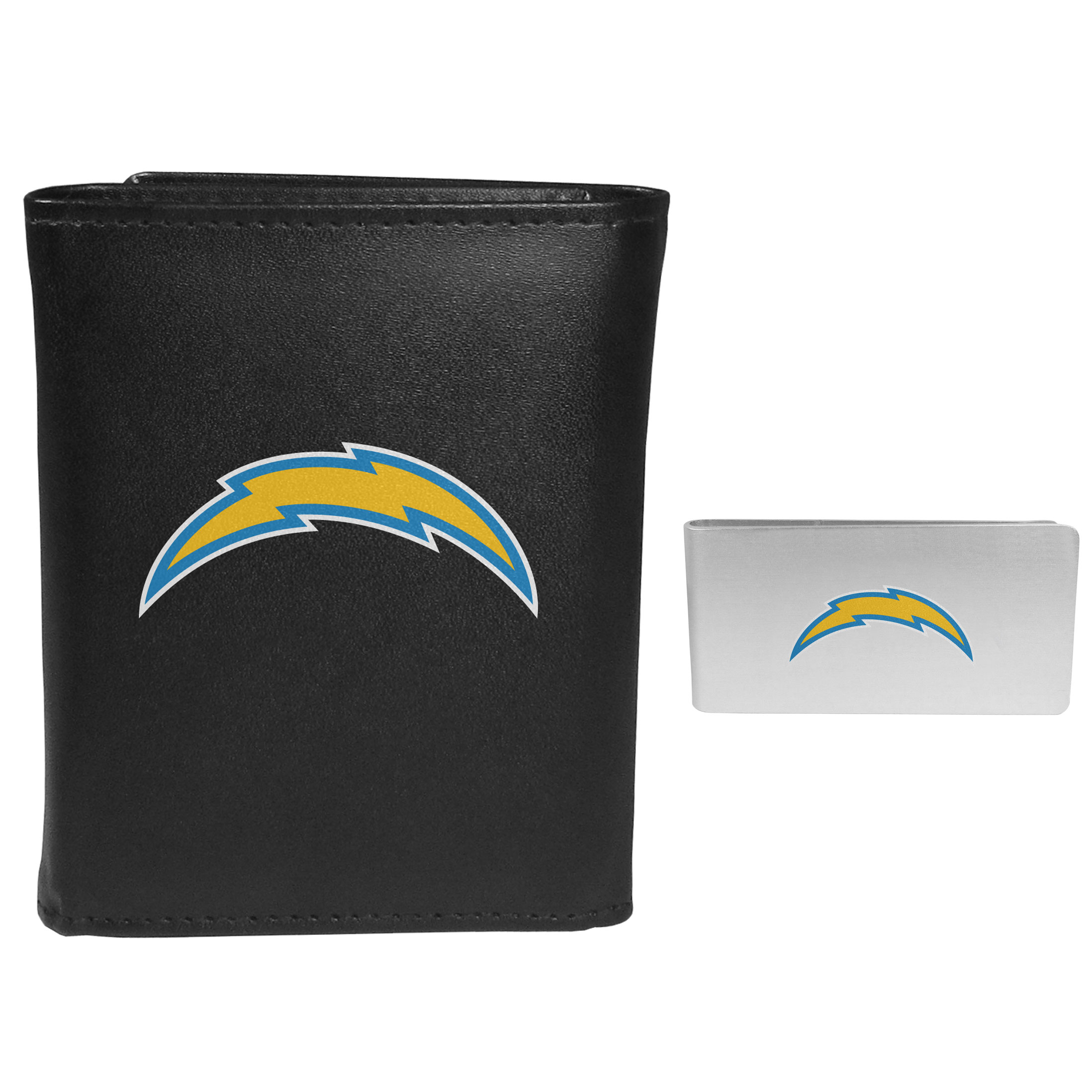 Los Angeles Chargers Leather Tri-fold Wallet & Money Clip    