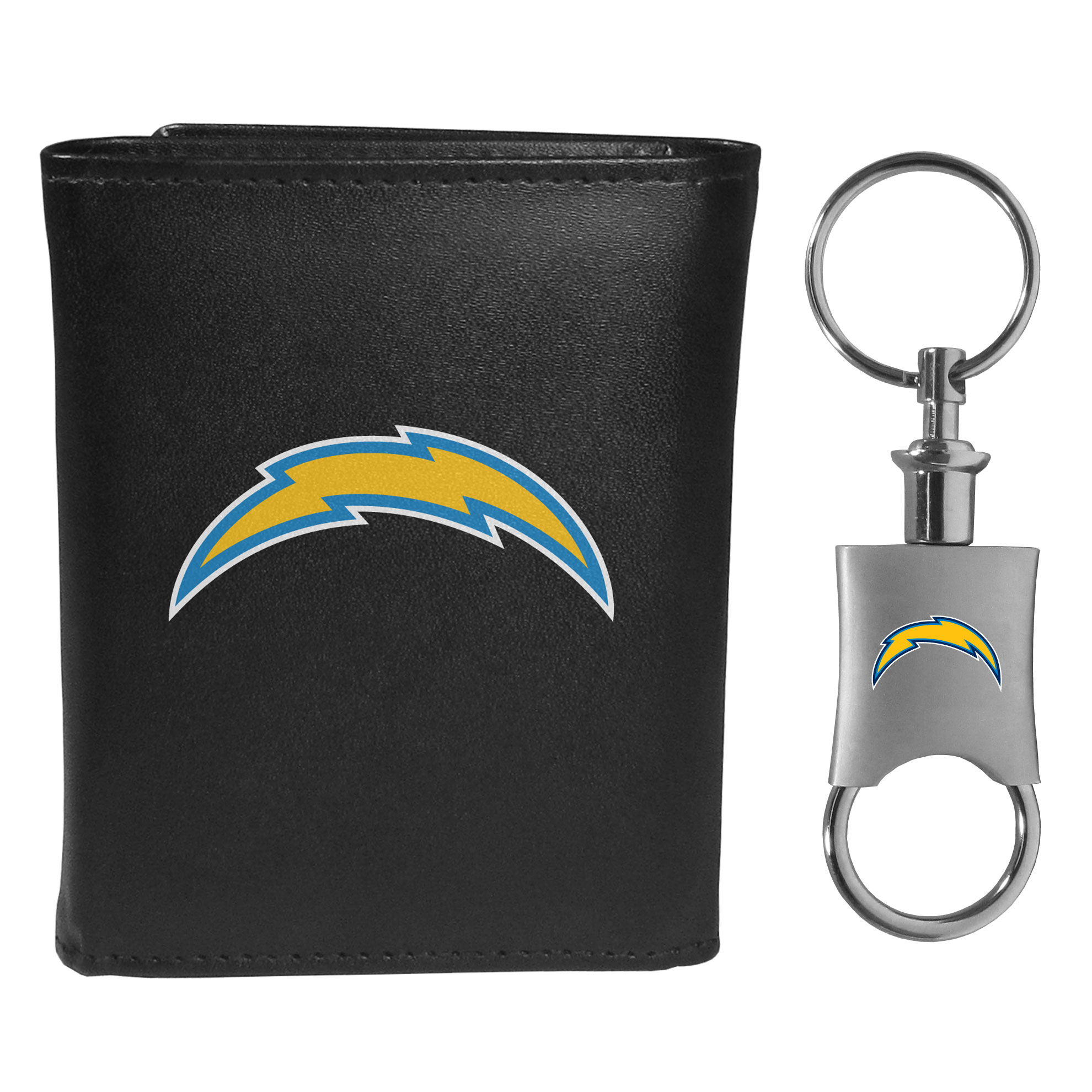 Los Angeles Chargers Leather Tri-fold Wallet & Valet Key Chain    