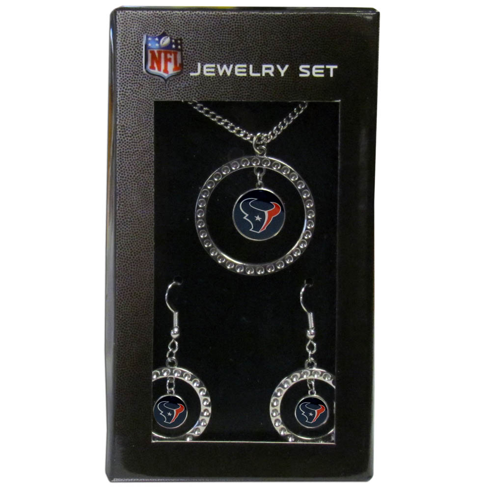 Houston Texans Rhinestone Hoop Jewelry Set    