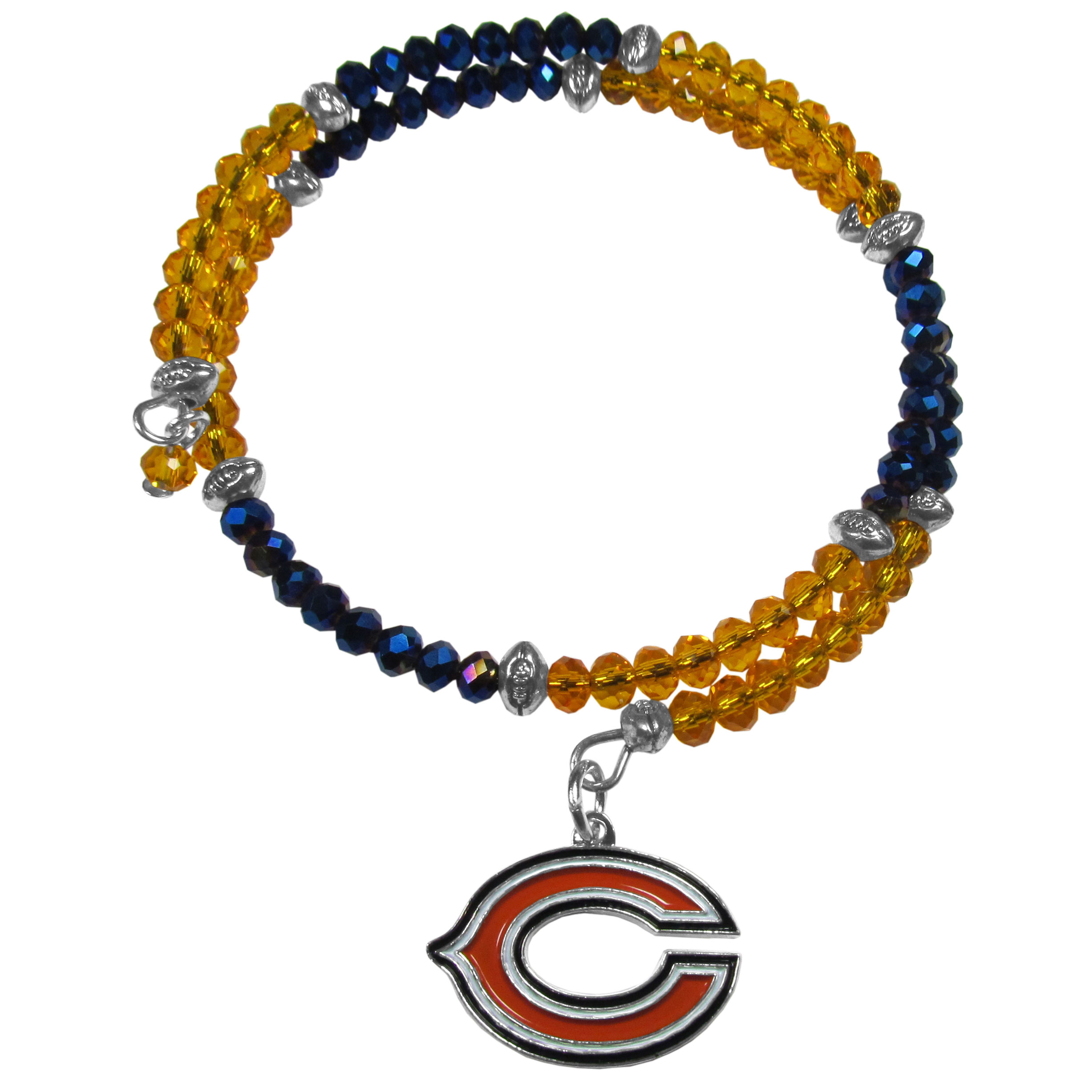 Chicago Bears Crystal Memory Wire Bracelet    