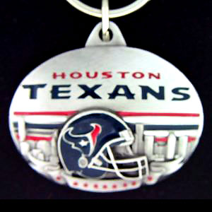 Houston Texans Oval Carved Metal Key Chain    