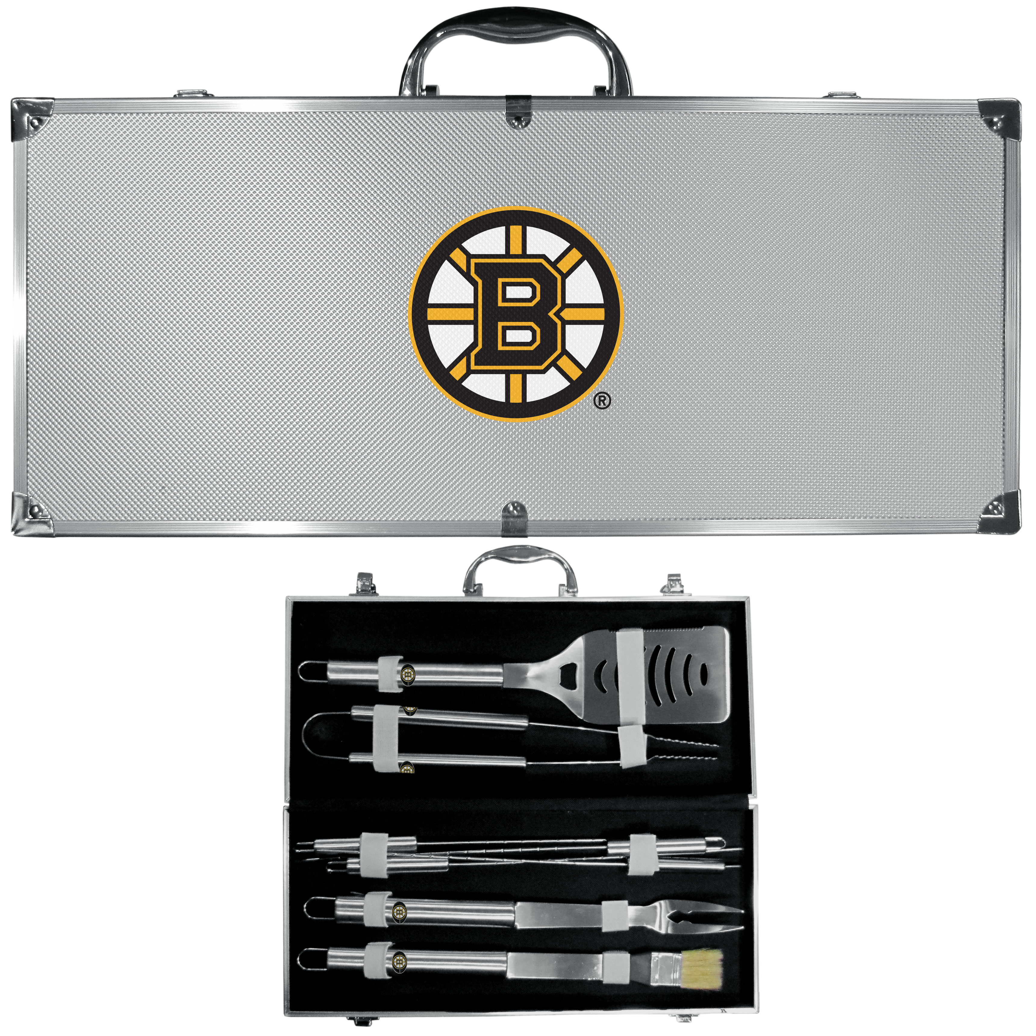 Boston Bruins? 8 pc Stainless Steel BBQ Set w/Metal Case    