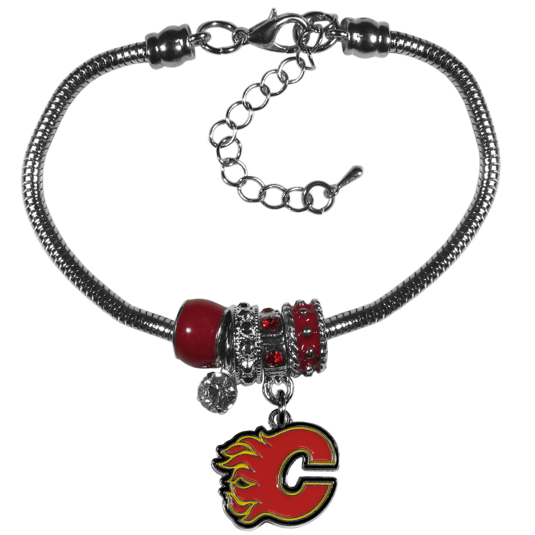 Calgary Flames? Euro Bead Bracelet    