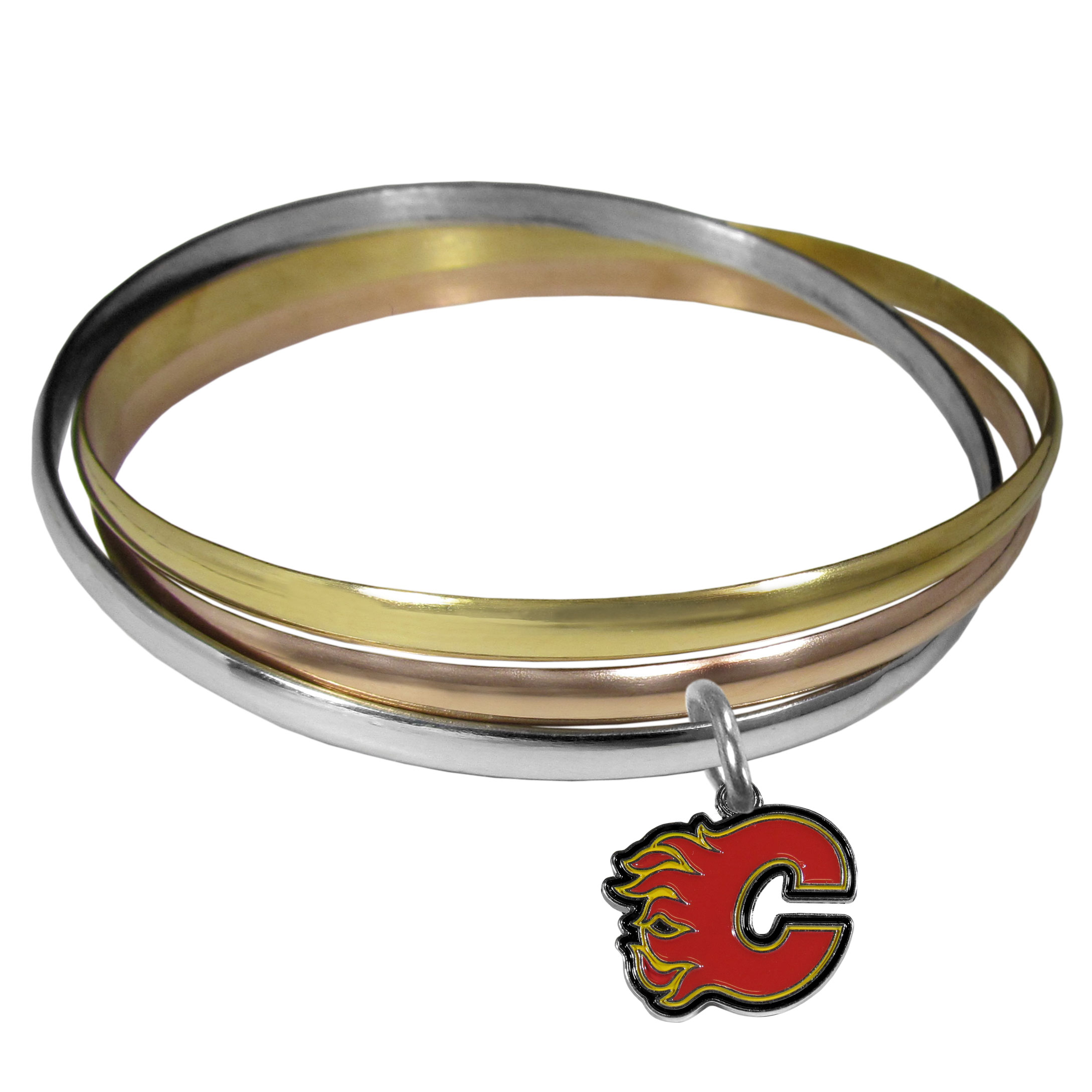 Calgary Flames? Tri-color Bangle Bracelet    