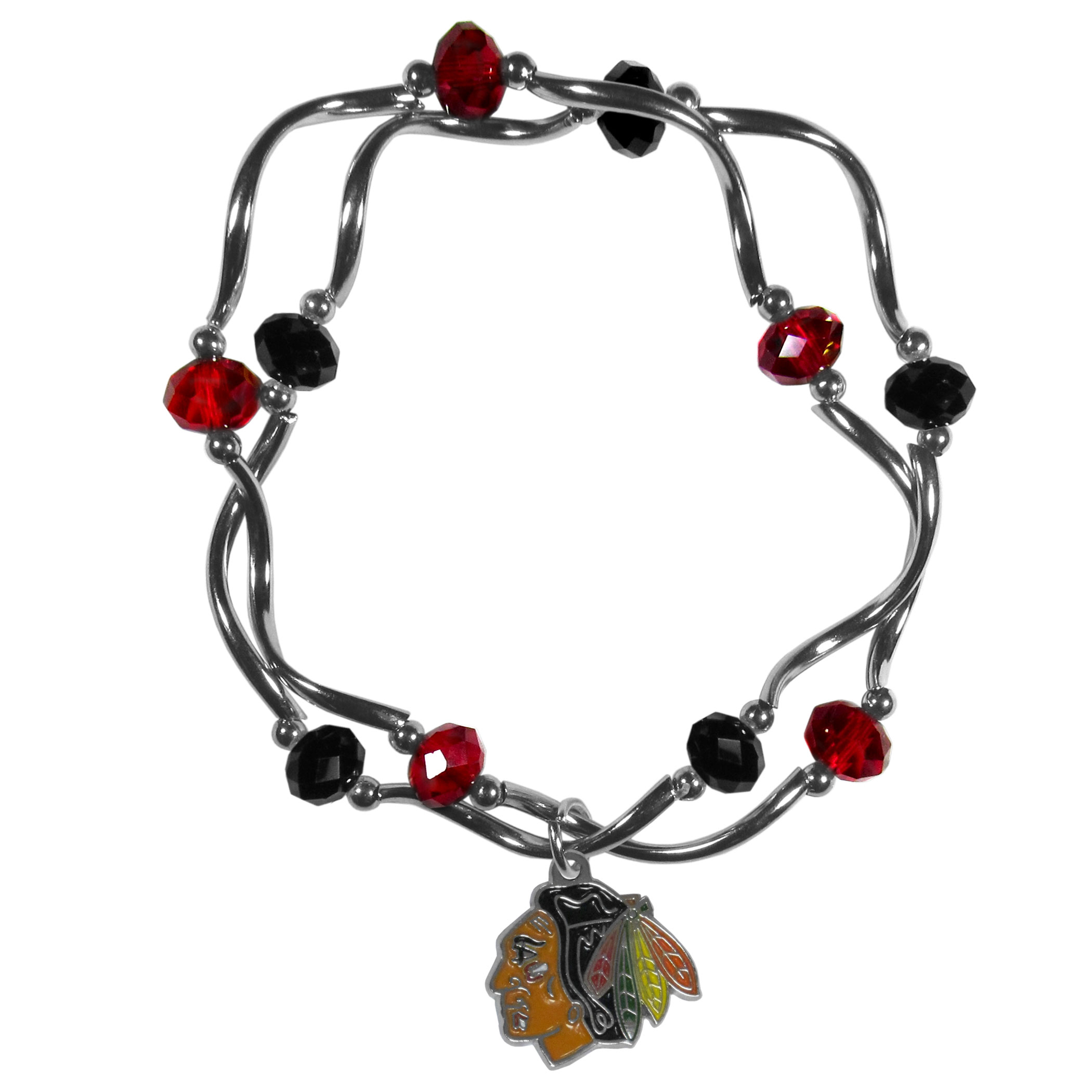 Chicago Blackhawks? Crystal Bead Bracelet    