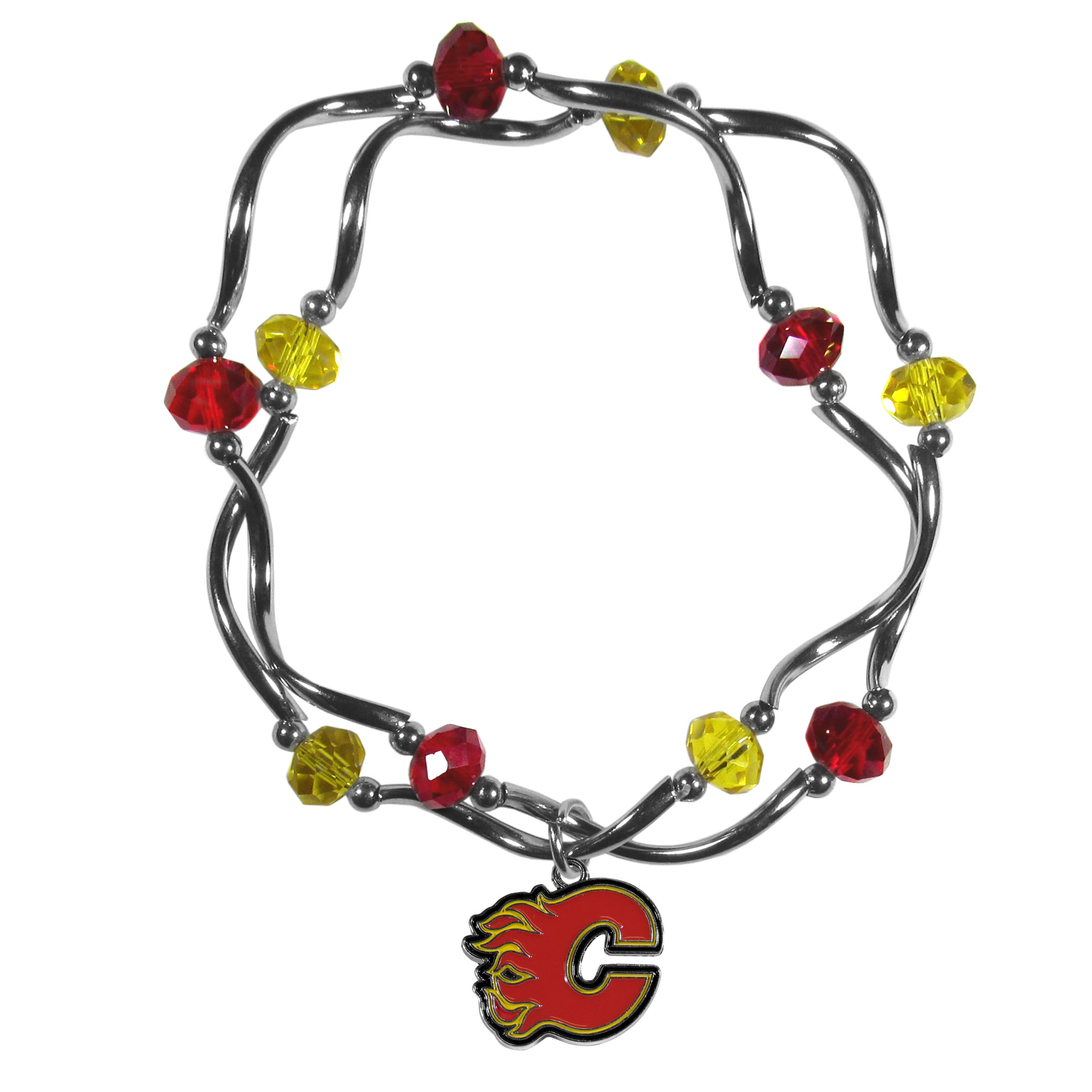 Calgary Flames? Crystal Bead Bracelet    