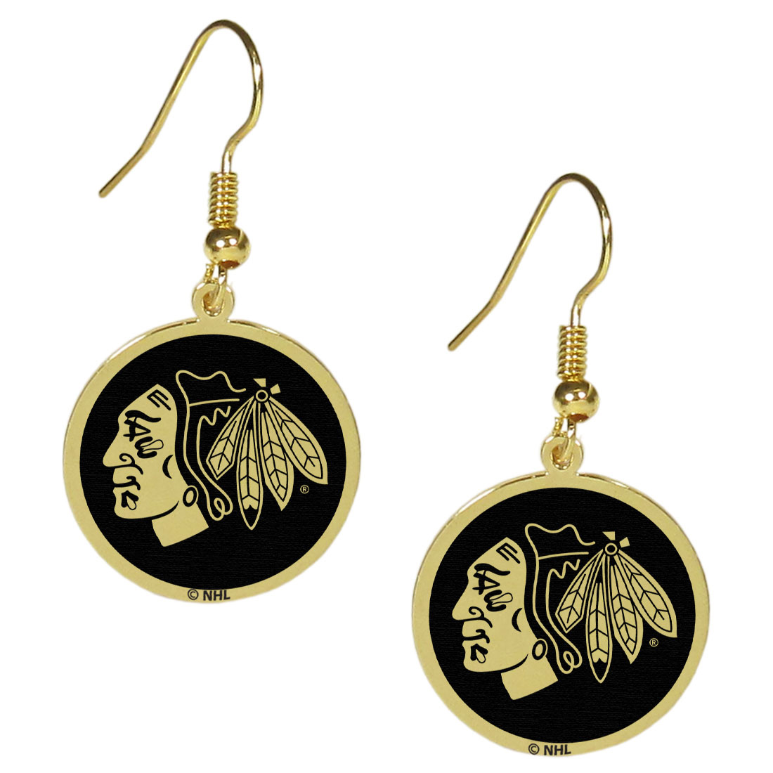 Chicago Blackhawks? Gold Tone Earrings    