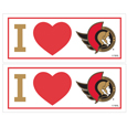Ottawa Senators® I Heart Bumper Style Decal, 2 pack