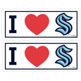 Seattle Kraken I Heart Bumper Style Decal, 2 pack