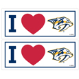 Nashville Predators® I Heart Bumper Style Decal, 2 pack