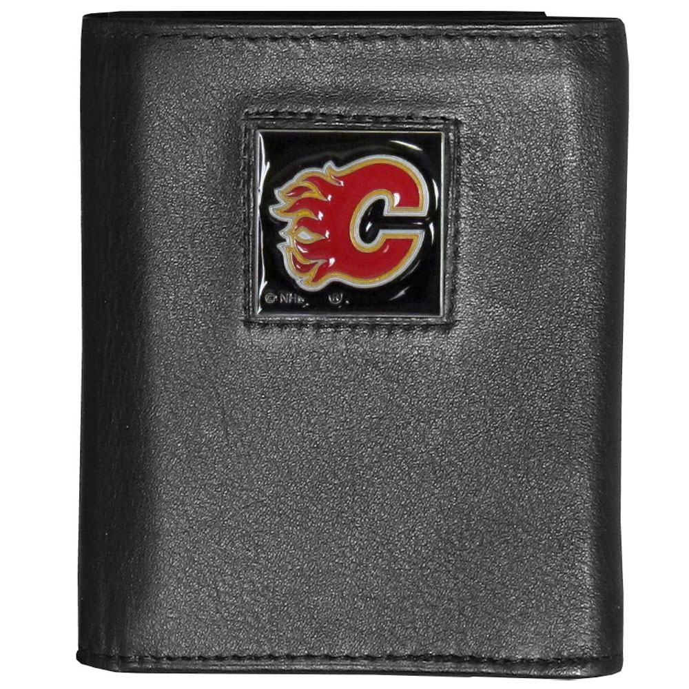 Calgary Flames? Deluxe Leather Tri-fold Wallet    